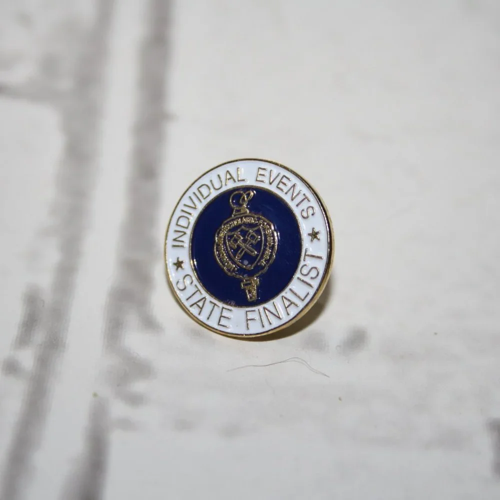 Individual Events State Finalist Gold and blue lapel pin .75